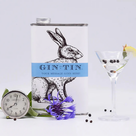 A Personalised Hare Tin Of Gin | 50cl Tin