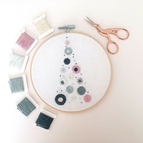 Christmas Embroidery Kit - Contemporary Christmas Tree Embroidery Kit