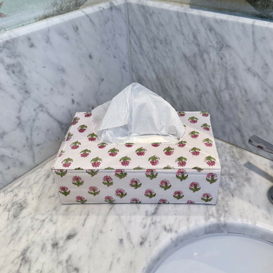Pink Floral Tissue Box Holder