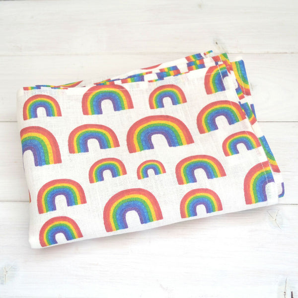 Rainbow Linen Tea Towel