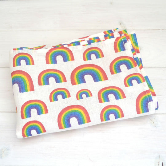 Rainbow Linen Tea Towel