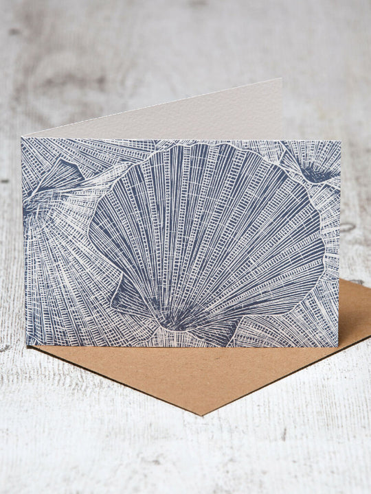 Collection of Scallop Shells, A6 Lino Print Greeting Card
