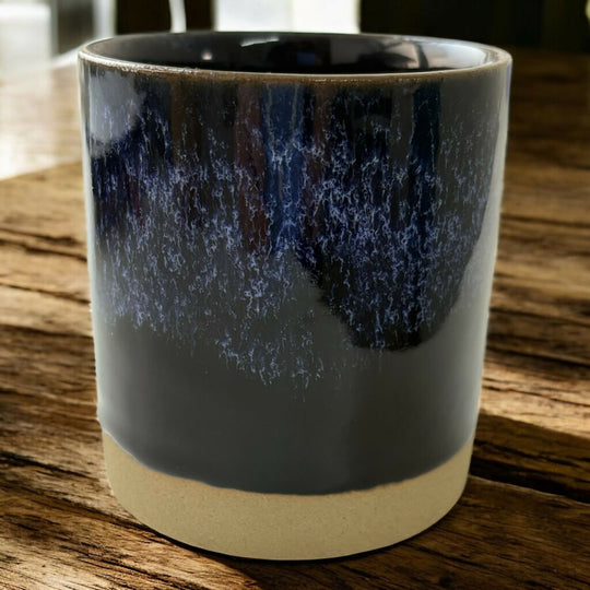 Navy Stoneware Refillable Candle Pot & Candle Refill