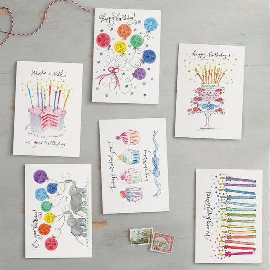 'Birthday Celebrations' Greeting Cards Pack Of 6