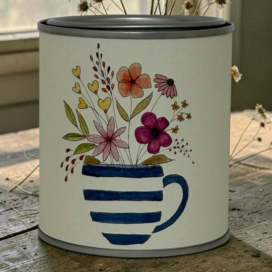 Flowers in a Mug Scented Candle Tin – Hand-Poured Soy Wax Candle