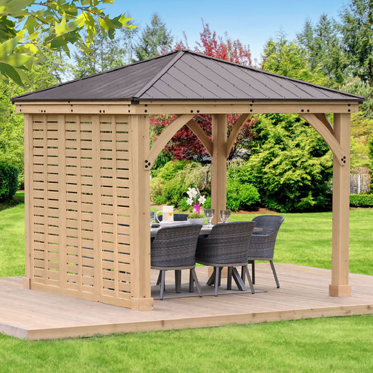 Meridian Gazebo 10ft x 10ft (3m x 3m) with Single Privacy Wall
