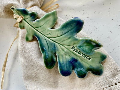 Oak leaf - Personalised Ceramic Place setting | Wedding favour | Dinner Gift MADE TO ORDER