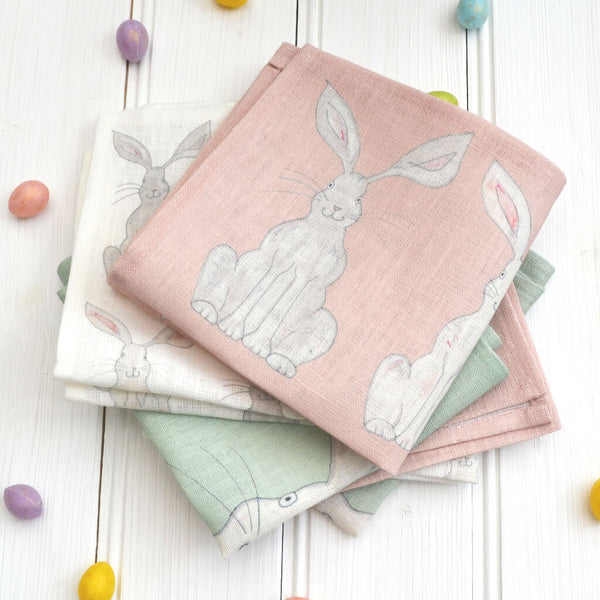 easter rabbit linen napkin cracker set