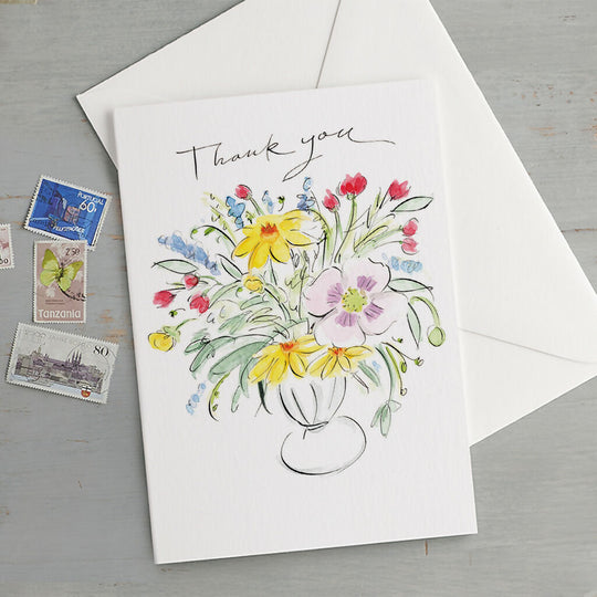 'Thank You' Vase Of Flowers Greeting Card