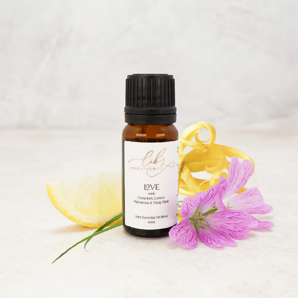 Lib's Aromatherapy Love with Geranium, Lemon, Ylang Ylang & Palmarosa Essential Oil Blend