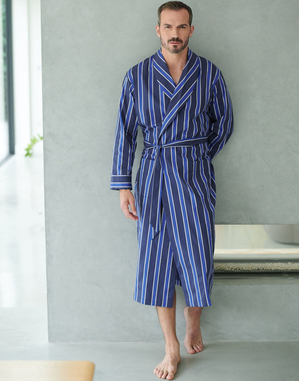 Men's Cotton Dressing Gown – Royal Regimental Satin Stripe