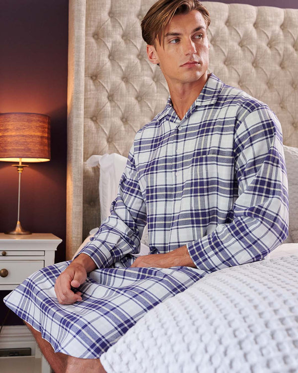 Men's Brushed Cotton Nightshirt – Bute Blue Tartan