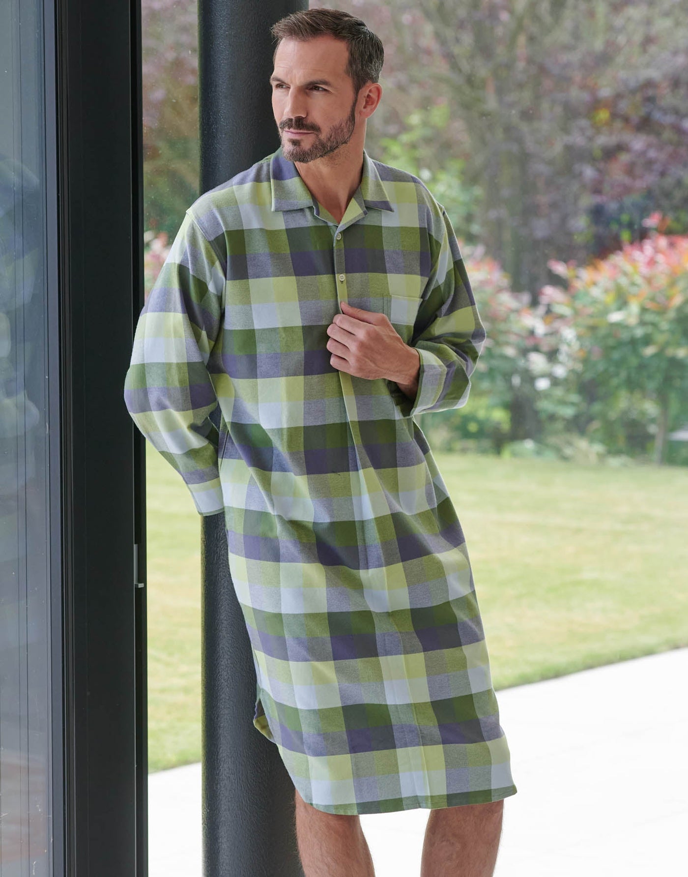 Men's Brushed Cotton Nightshirt – Shetland Check