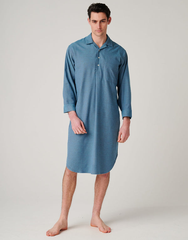 Men's Brushed Cotton Nightshirt – Stornoway Herringbone