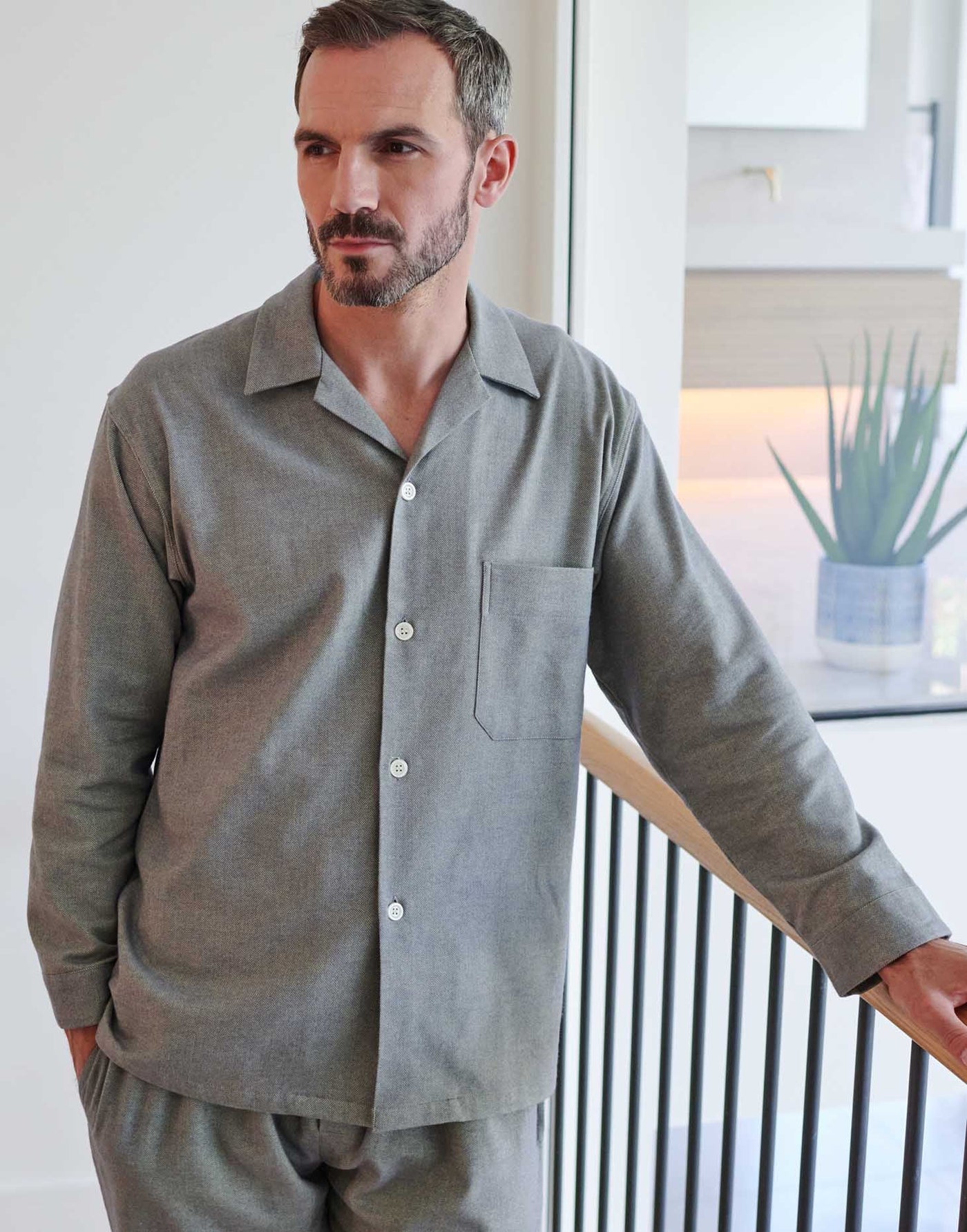 Men's Brushed Cotton Pyjama Set – Orkney Herringbone