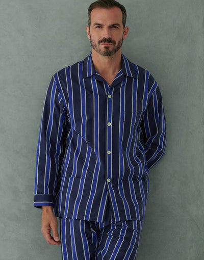 Men's Cotton Pyjama Set – Royal Regimental Satin Stripe