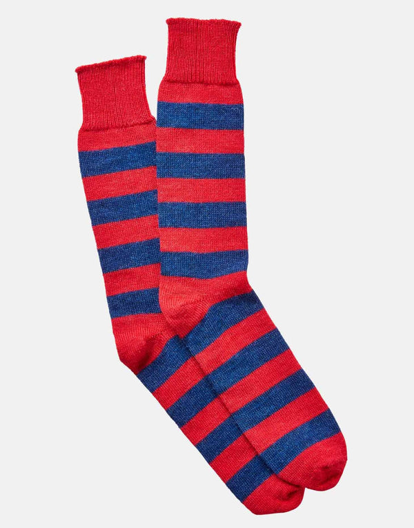 Men's Alpaca Stripe Socks – Red & Navy