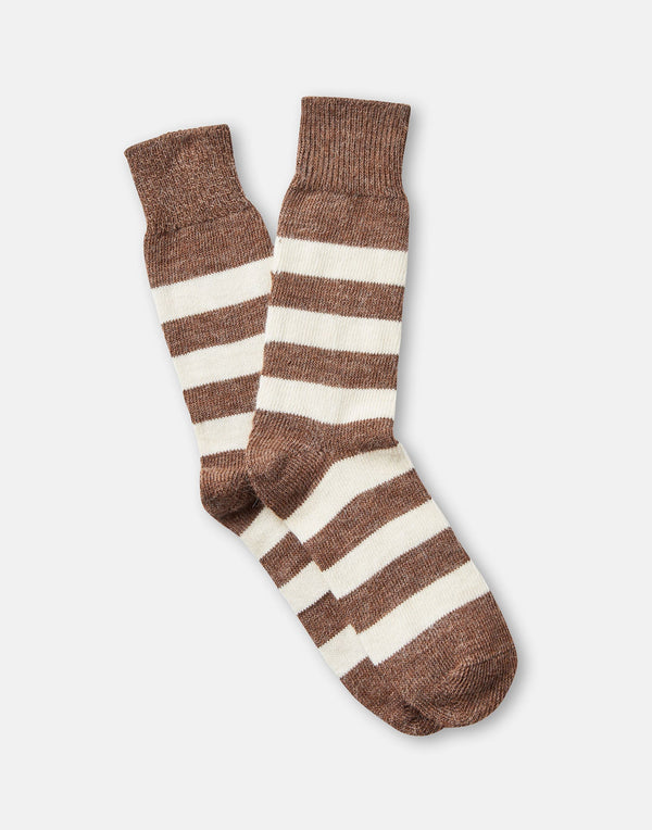 Men's Alpaca Stripe Socks – Cinnamon & Ecru