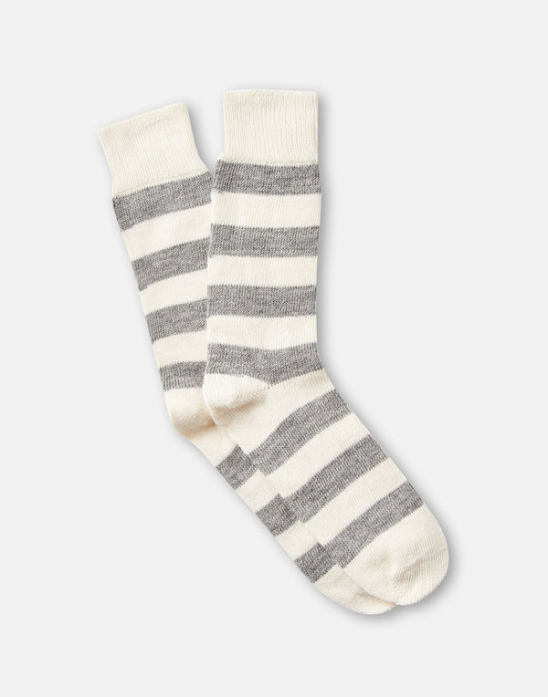 Women's Alpaca Stripe Socks – Ecru & Ash