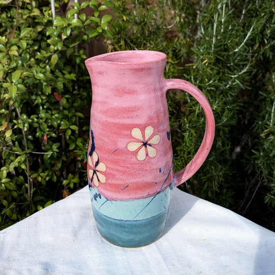 Tall Stoneware Jug - Electric Blooms Floral
