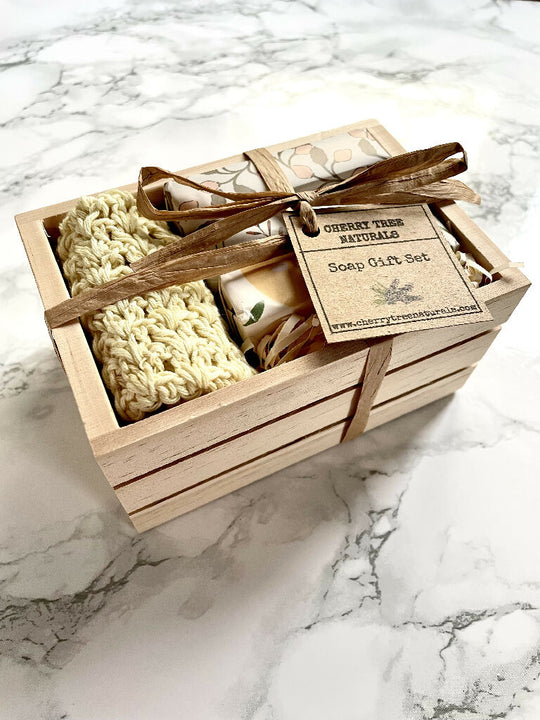 Natural Soap Gift Set With Wood Crate