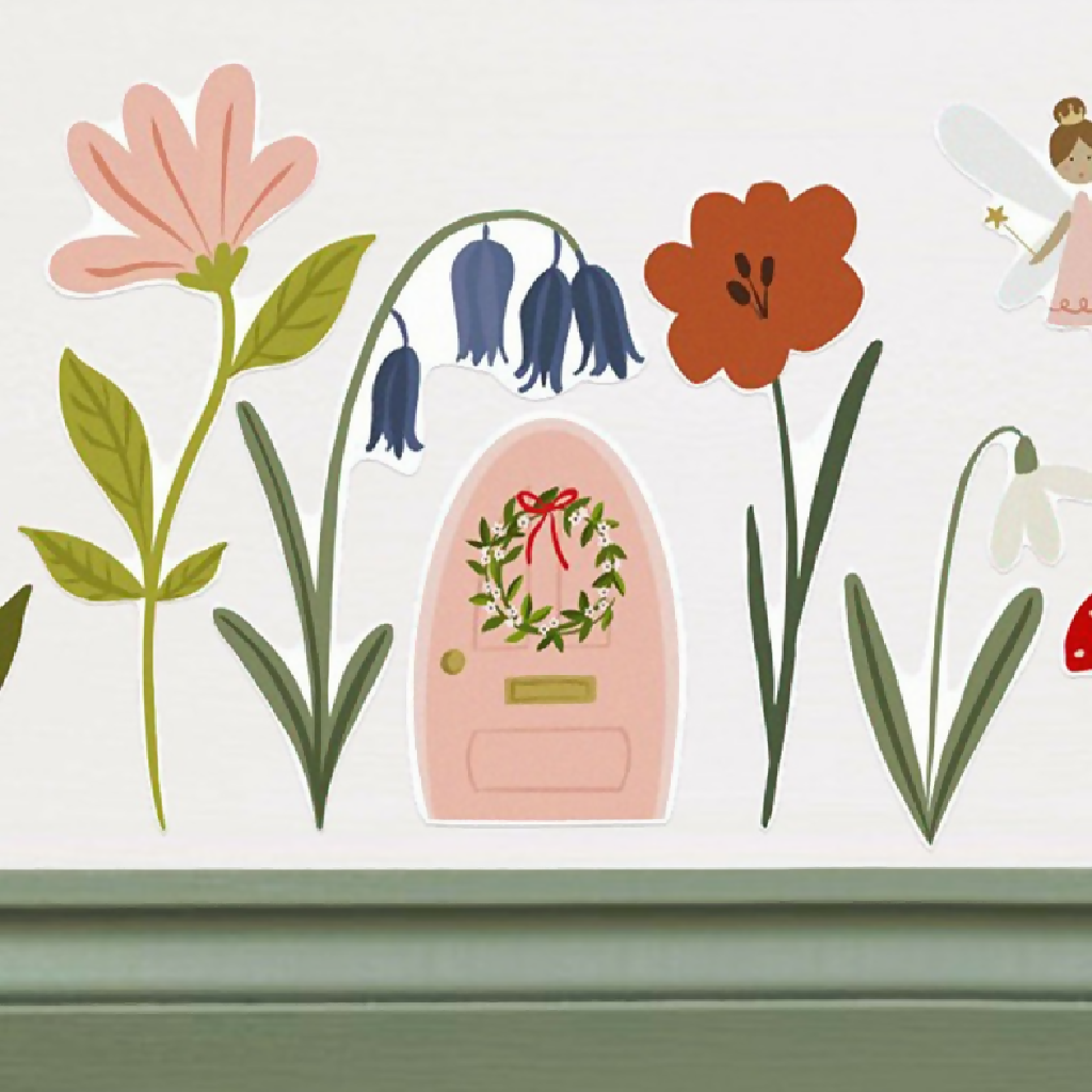 Fairy Door and Forest Flower Wall Stickers