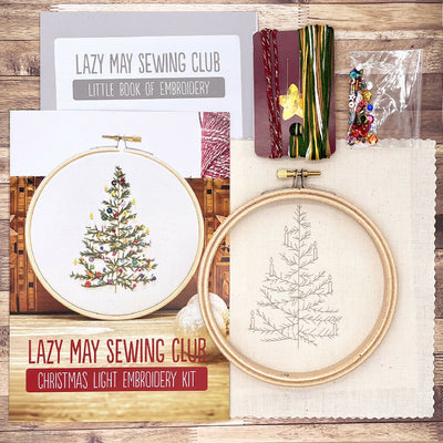 Contents of Christmas Tree Embroidery Kit