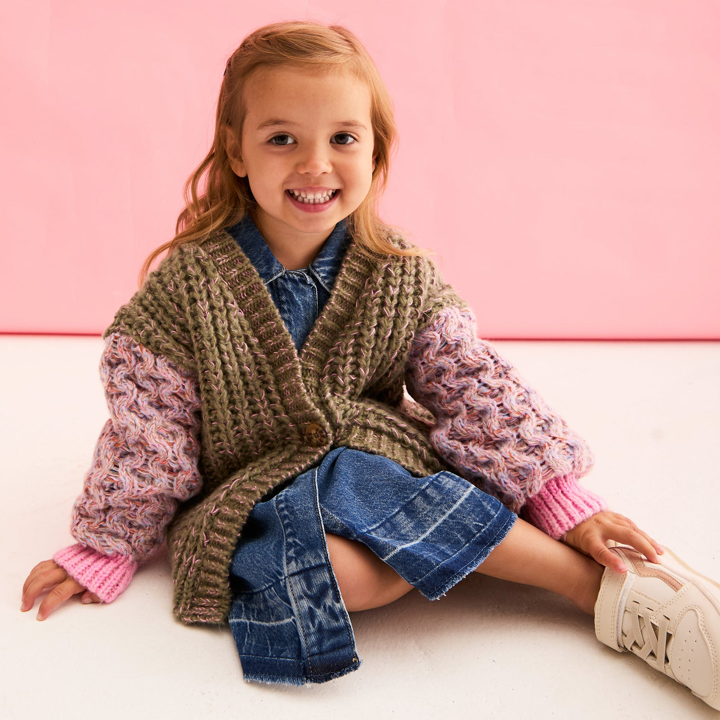 Madison Mini Me Oversized Balloon Sleeve Kids Cardigan