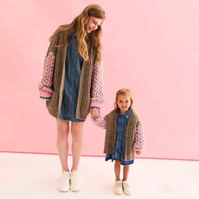 Madison Mini Me Oversized Balloon Sleeve Kids Cardigan