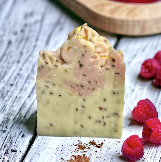 Soap Bar with Upcycled Raspberry Seeds with Frankincense, Orange Blossom & Neroli Small and Large Size