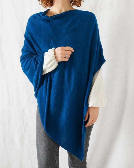 Women's Luxury Merino Wool Cowl Poncho – Moody Blue
