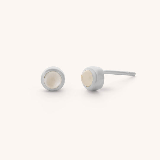 Moonstone Mini Gem Dot Birthstone Earrings - June