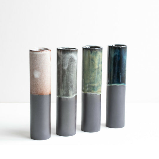 Tall Black Stoneware Vase