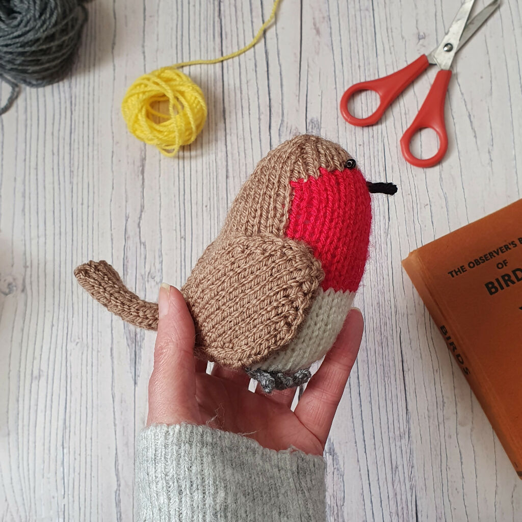 knitting robin with a knit kit