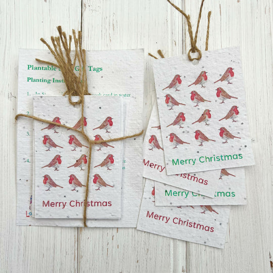 Plantable Seed Card Christmas Robins Gift Tags