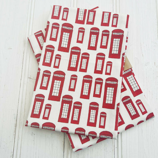 Organic Cotton Tea Towel - London Telephone Box