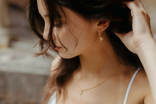 Sunburst Heart Necklace, Mini, Gold