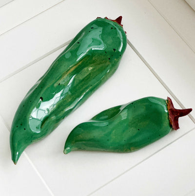 Ceramic Kitchen Wall Art: Olive Green Peppers