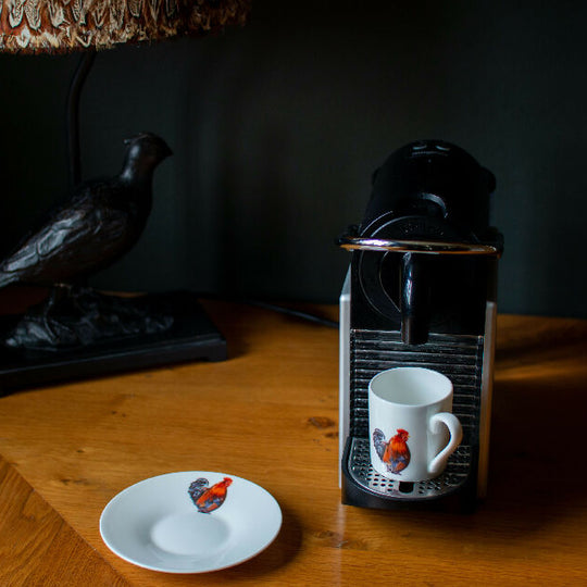 Rooster Espresso Fine China Cup and Saucer