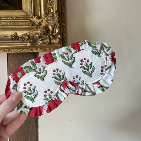 Red Block Print Eye Mask