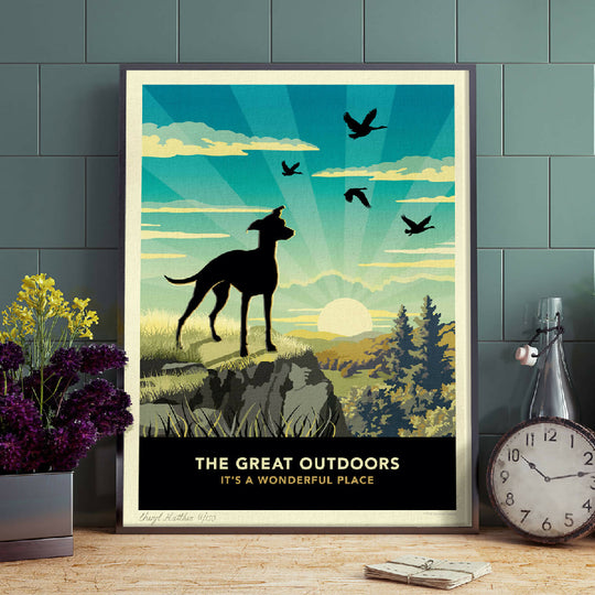 GREYHOUND OR WHIPPET 'THE GREAT OUTDOORS’ LIMITED EDITION ART PRINT