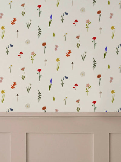 Forest Flowers Wallpaper Wall Panelling