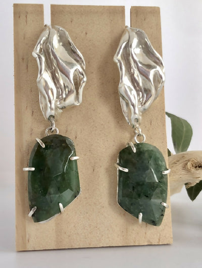 Silver and Emerald Earrings