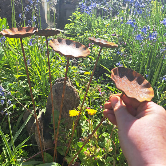 Bee Waterer with scallop detail. Garden Decor for Pollinator gardens