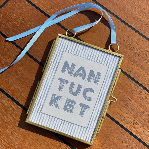 Nantucket Travel Poster Destination Art Wall Decor I Mini Brass Hanging Frame Available