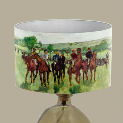 Handmade lampshade horse race lampshade horseriding jockey race day painting lampshade table lamp floor standard lightshade