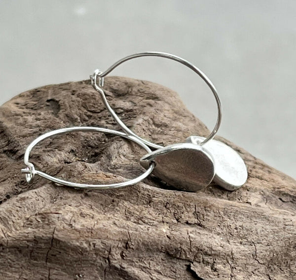 A pair of recycled fine silver Devon Raindrop Earrings