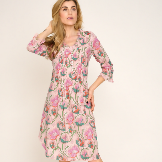 Annabel Cotton Tunic in Peachy Floral