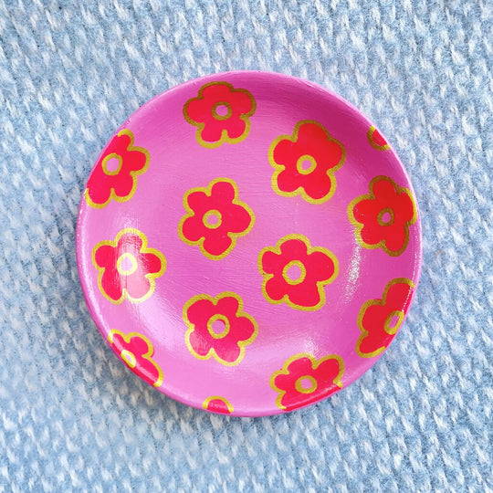 Funky Flower Hand Painted Trinket Dish