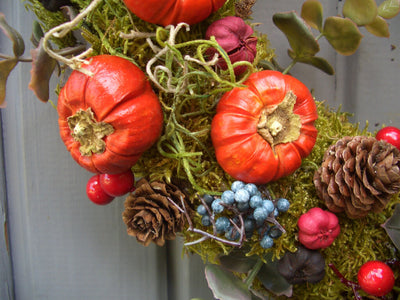 Autumn Pumpkin and Pod Wreath